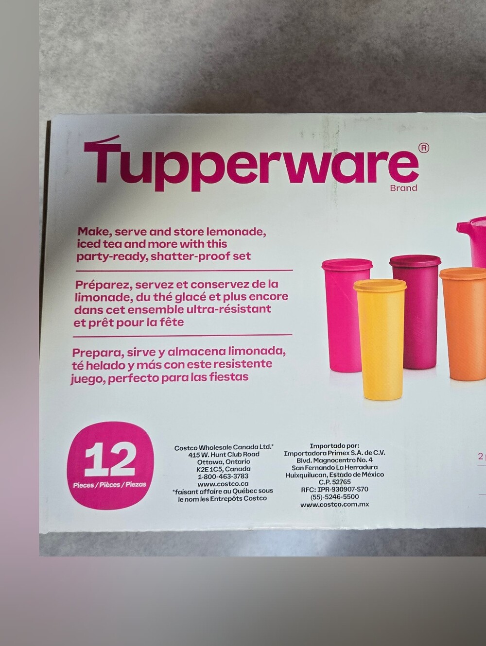NEWTupperware Pink and Orange Party 2-Pitchers & 4 Tumbler Set With Lids